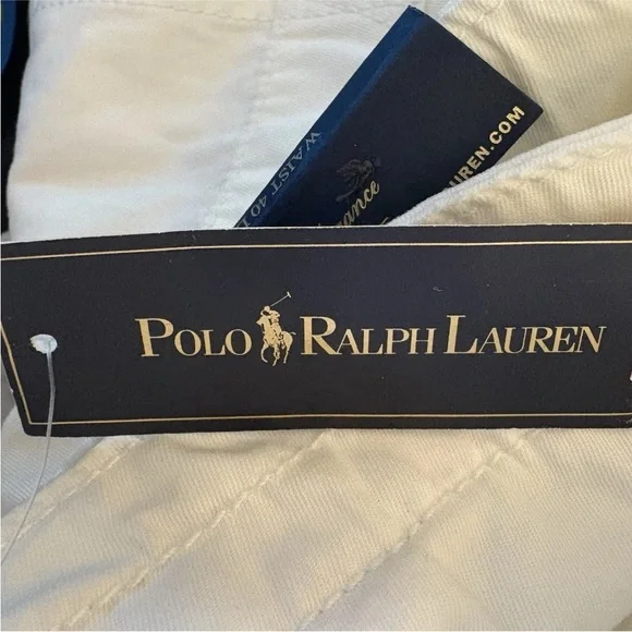 NWT Polo‎ Ralph Lauren White CottonVarsity Pants Men’s Size 40X30